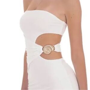 Lucy in the Sky Strapless White Sea Shell Dress